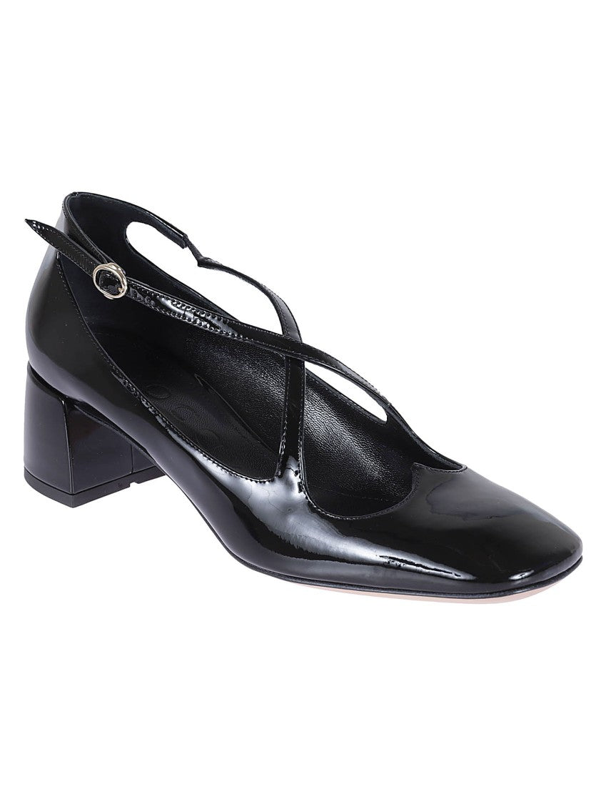 A. Bocca Pointed Toe Leather Shoes With Cut-Out Design