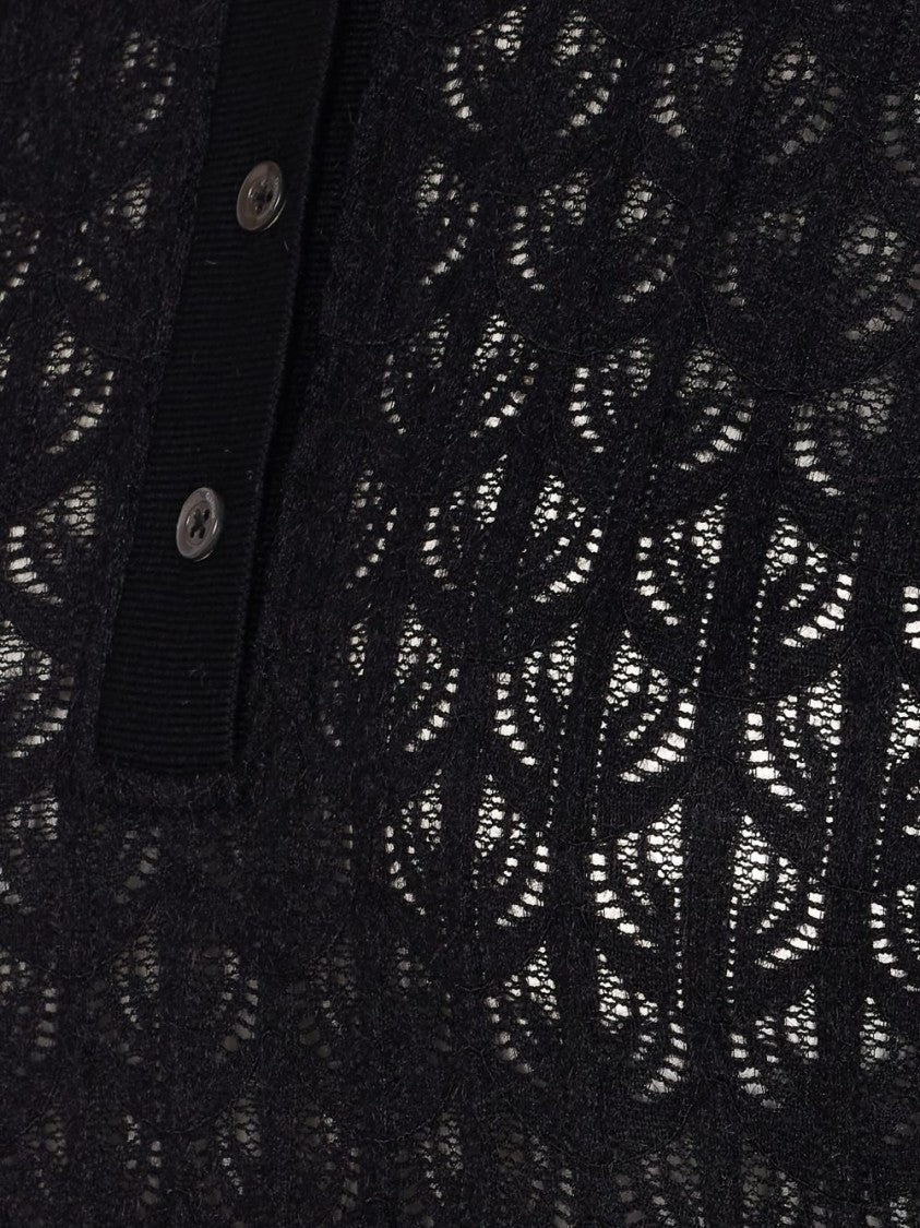 Pinko Lace Panel Bodysuit With Polo Neck