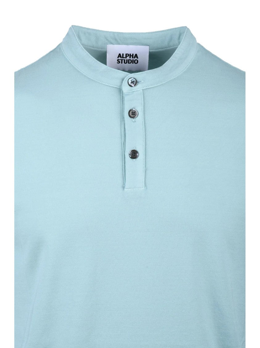 Alpha Studio Aqua Cotton Elastane Stretch Henley