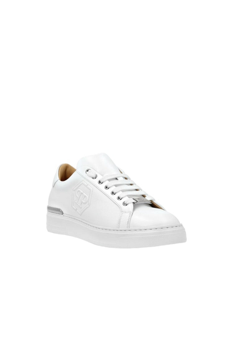 Philipp Plein White Premium Leather Urban Style Sneakers