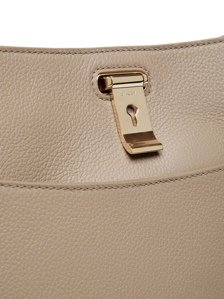 Bally Textured Cow Leather Shoulder Bag With Gold-Tone Clasp Closure