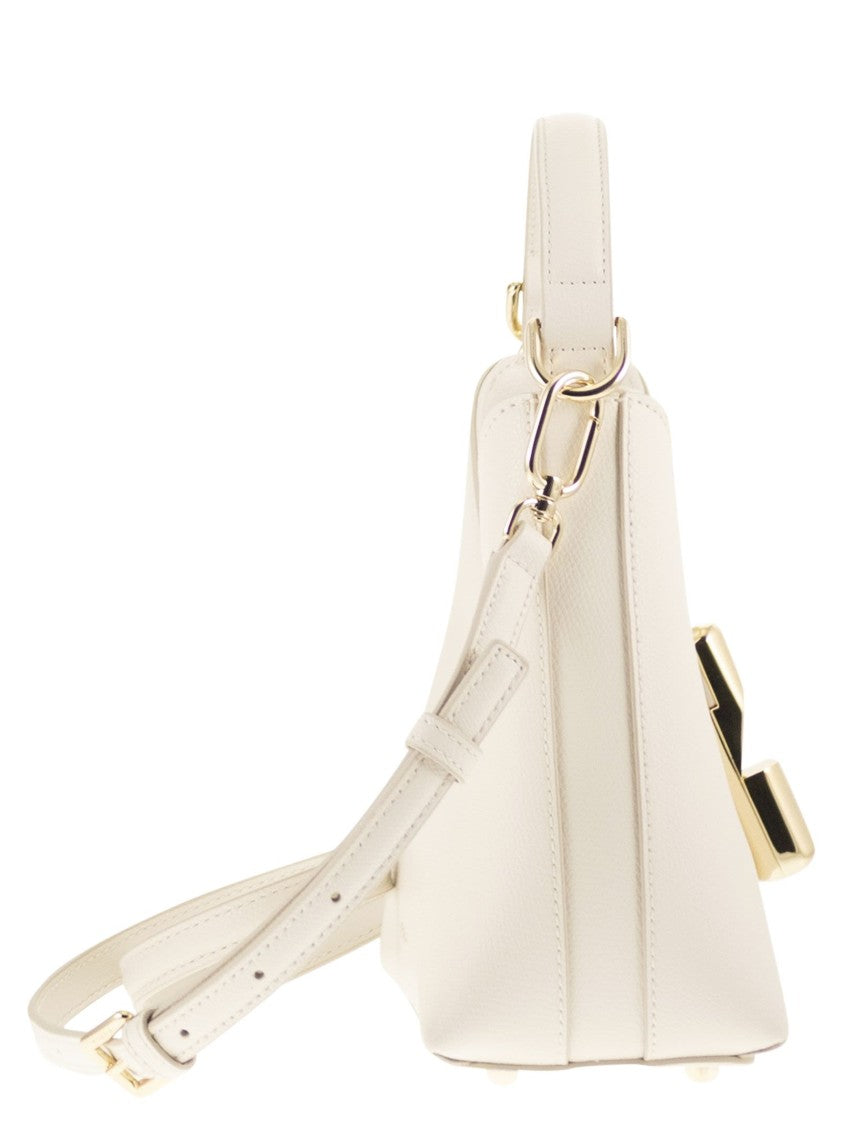 Furla Mini Trapezoidal Leather Hobo Bag With Iconic Hardware