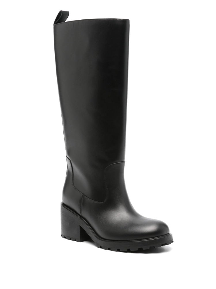 Bally Black Rugged Sole Leather Long Boots