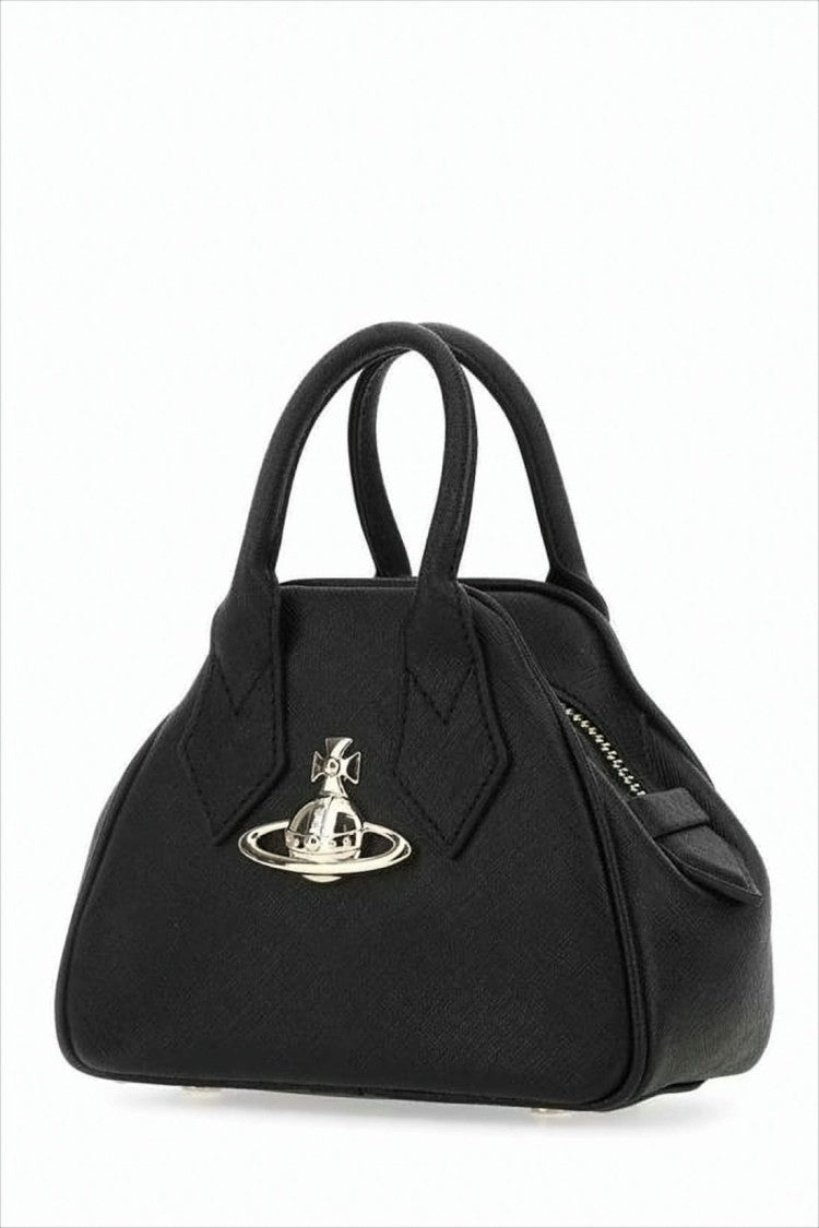 Vivienne Westwood Trapezoidal Black Leather Tote Bag