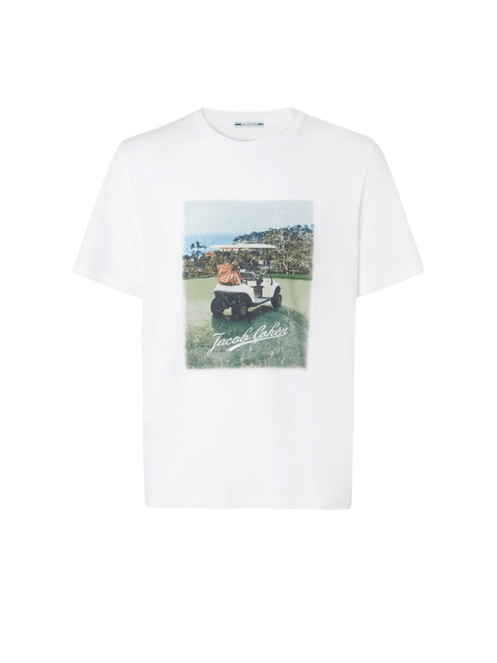 Jacob Cohen Golf-Inspired White Cotton T-Shirt