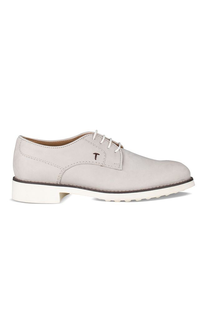 Tod's Beige Leather Derby Shoes With Design