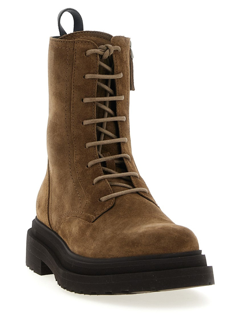 Brunello Cucinelli Monile Suede Combat Boots