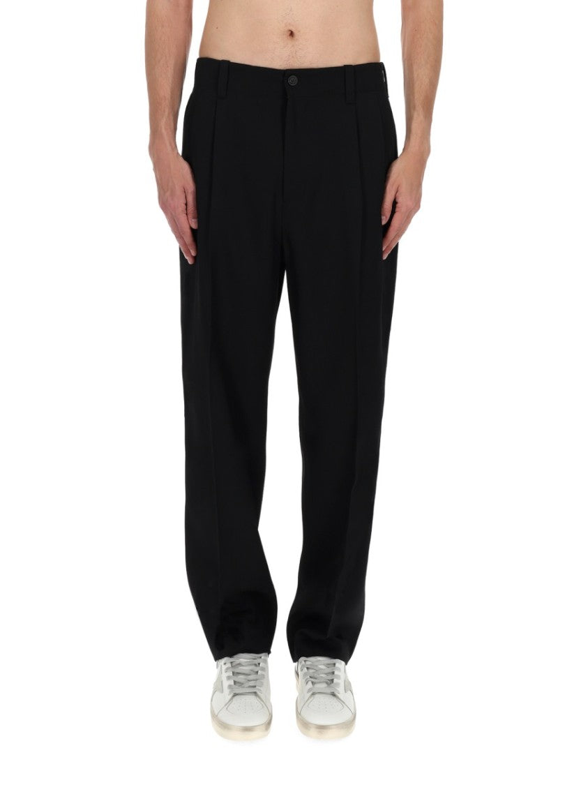 Golden Goose High Waist Front Pleats Virgin Wool Trousers Pants