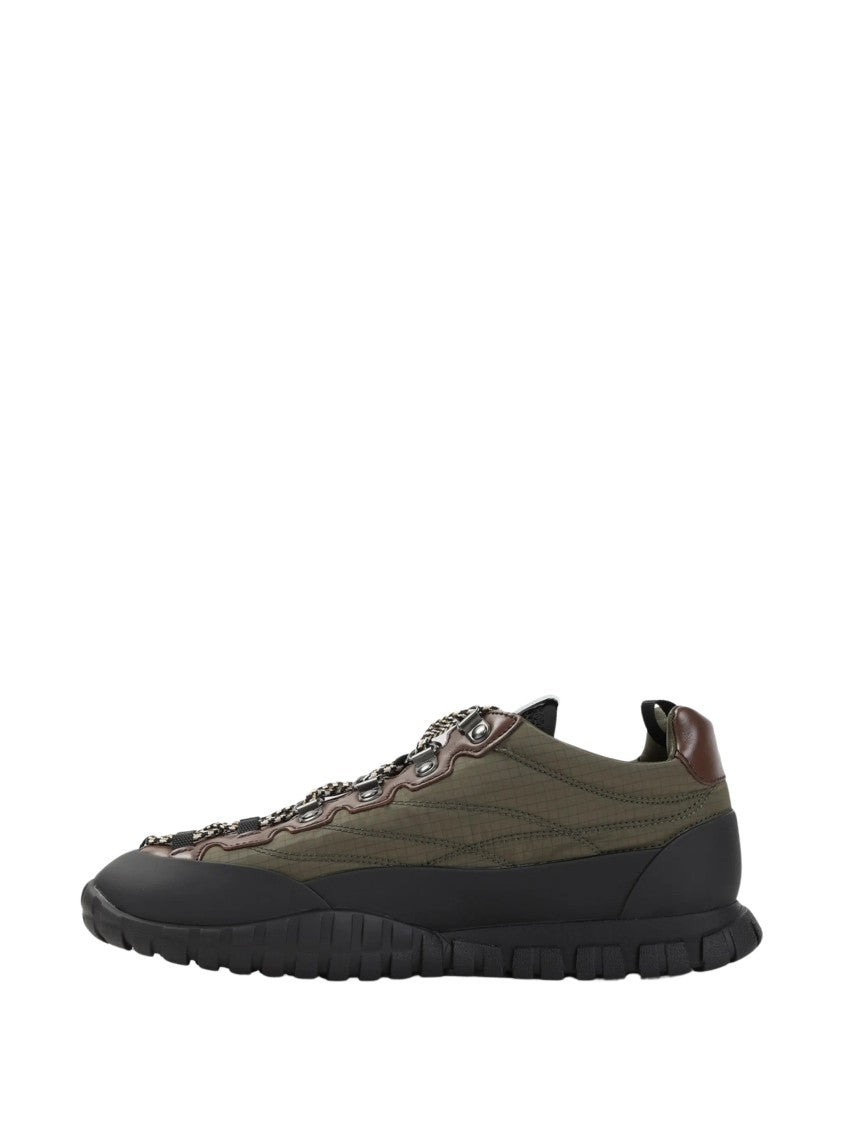 Miu Miu Allacciate Olive Green Ripstop Low-Top Sneakers