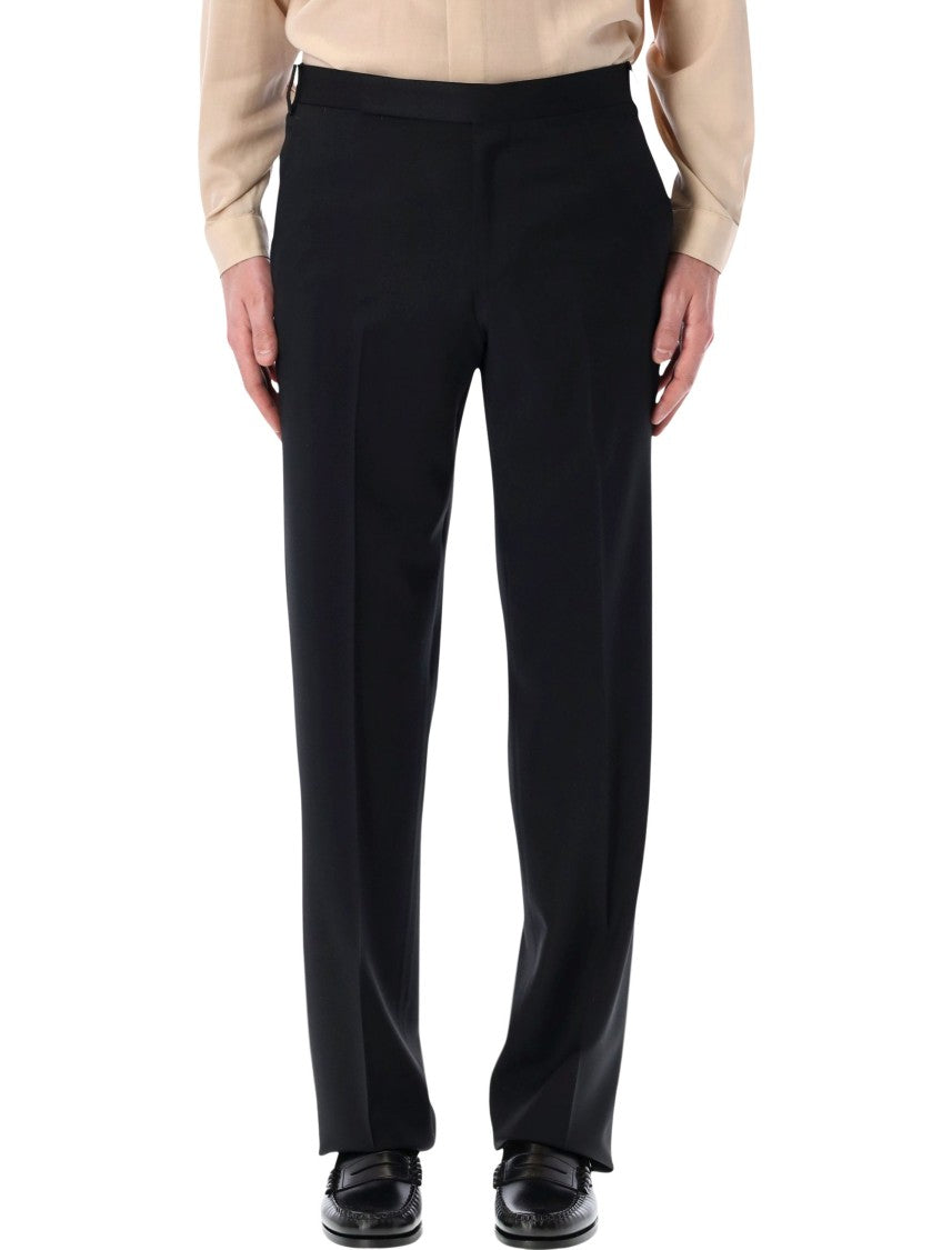 Lardini Crepe Gabardine Tailored Black Trousers