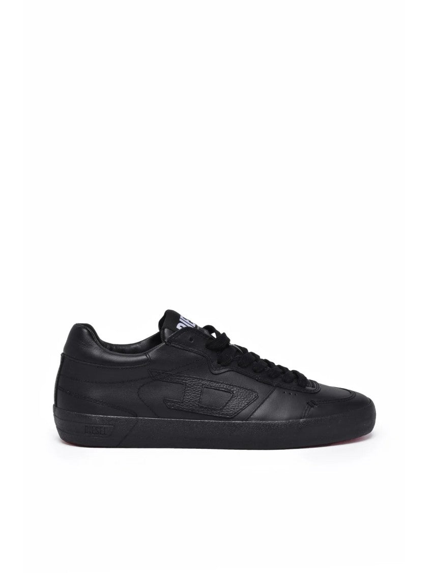 Diesel Black Leather Leroji Low Sneakers