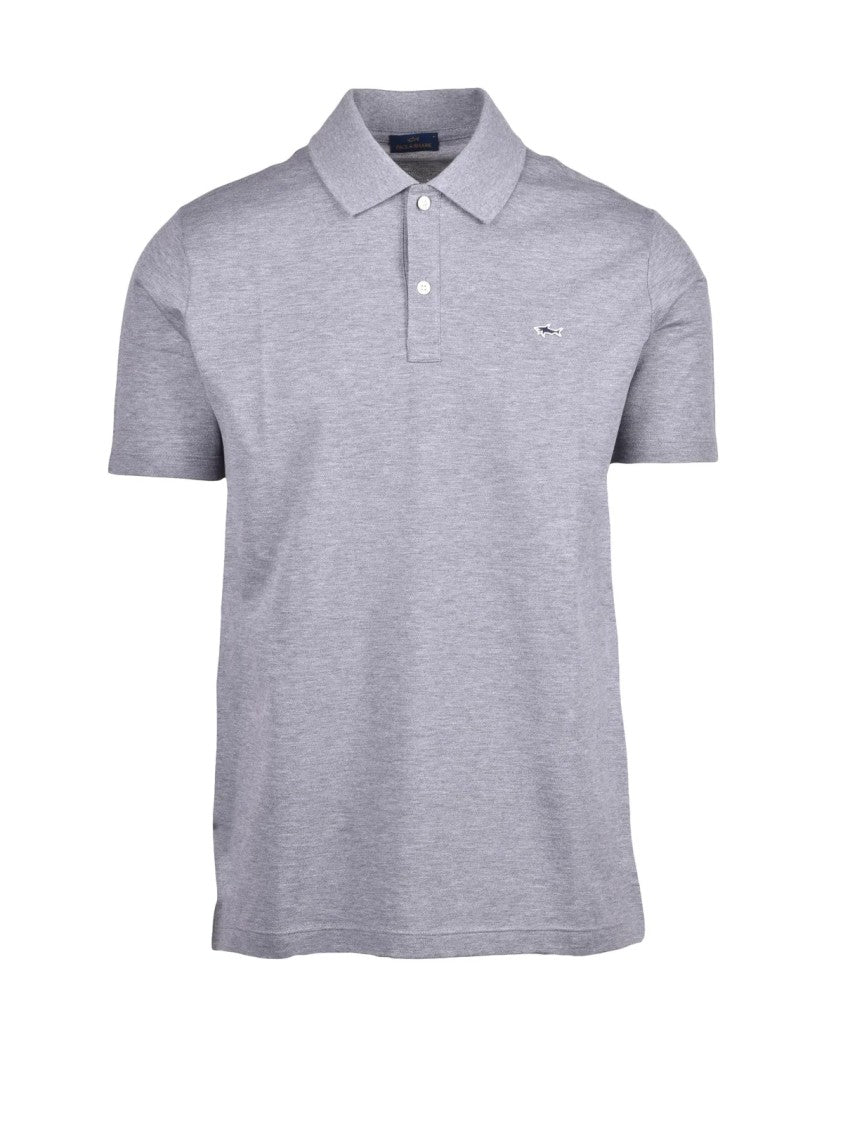 Paul & Shark Grey Cotton Embroidered Polo Shirt