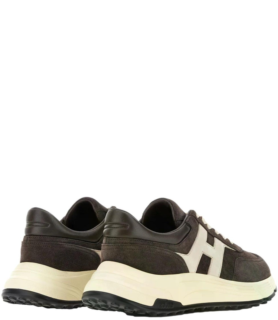 Hogan Dark Suede Padded Collar Sneakers