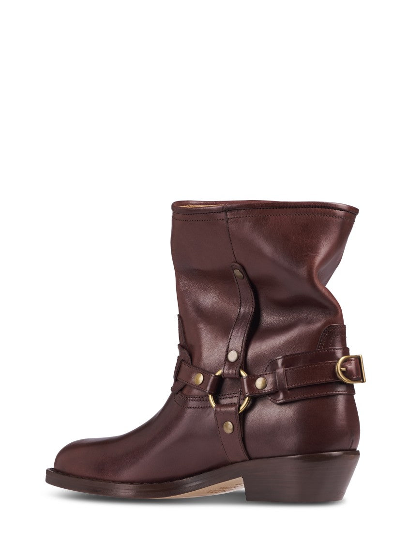 Isabel Marant Brown Boots With Slouched Shaft And Decorative Straps