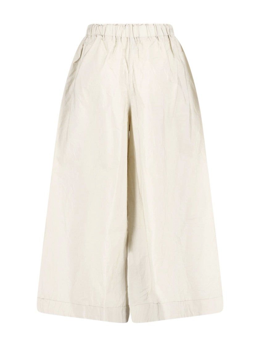 Daniela Gregis White Wide-Leg Elastic Waist Trousers