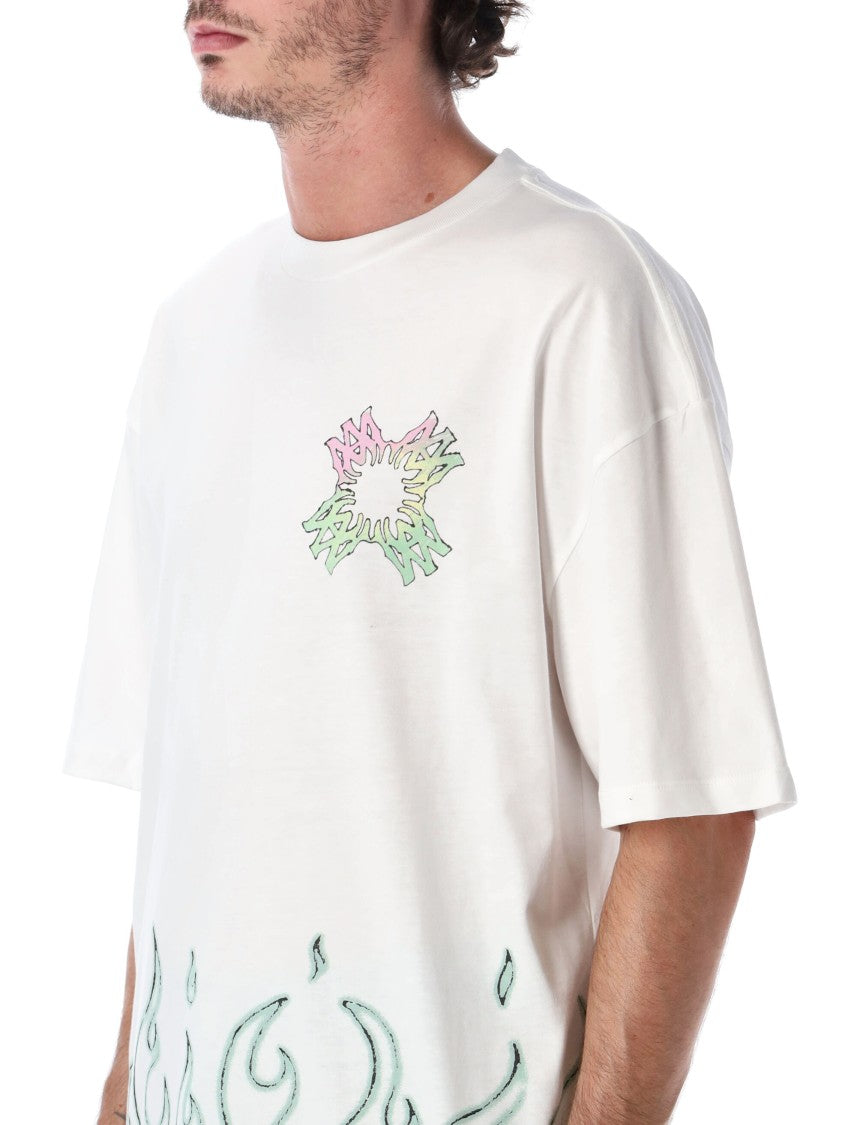 Amiri Ma Quad Flames Hand-Drawn Graphic Cotton Oversized T-Shirt