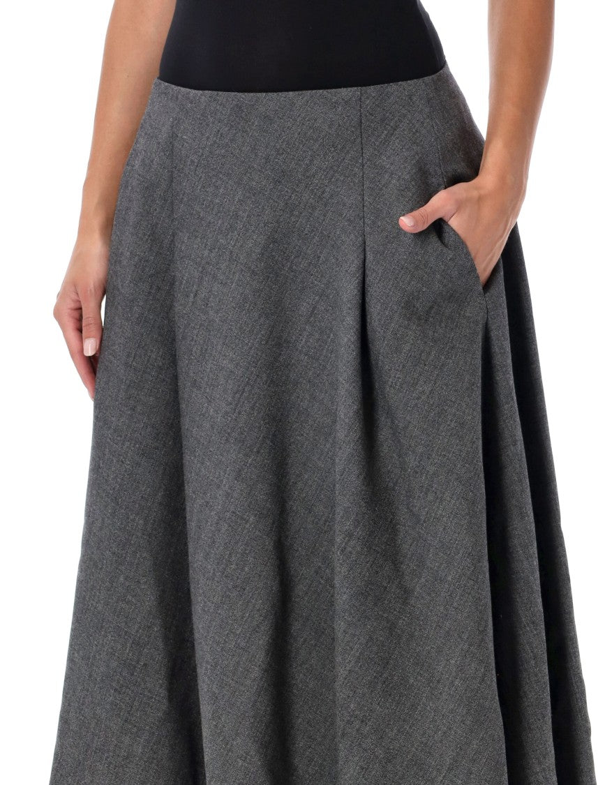 Ami Paris Maxi Skirt With Trapezoid Silhouette And Gros-Grain Detail