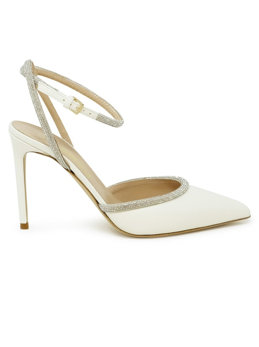 Ninalilou Ivory Leather Pumps With Swarovski