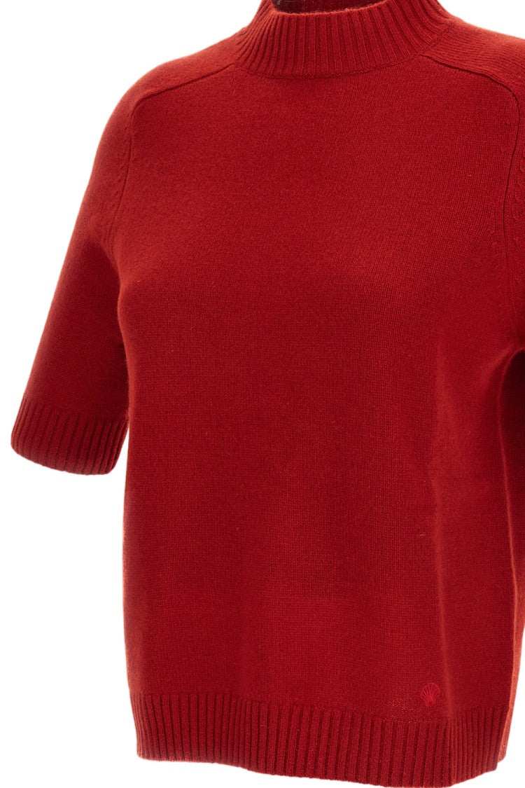 Loulou De Saison Cashmere Short-Sleeve Top With Rib-Knit Details
