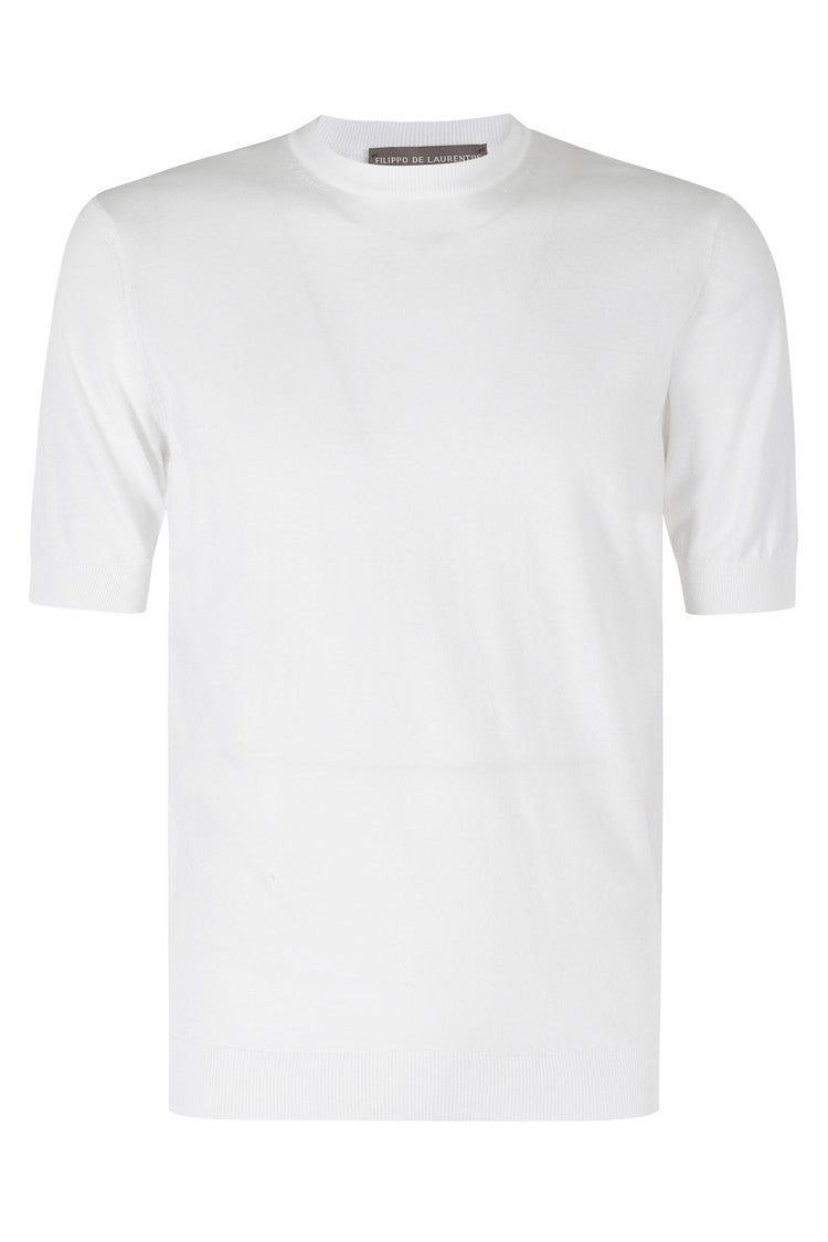 Filippo De Laurentiis White Round-Neck Single-Thread Cotton Knit T-Shirt