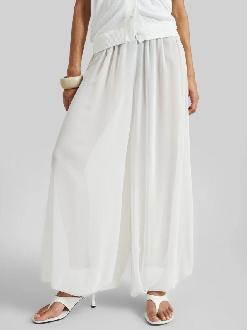 The Frankie Shop White Sheer Balloon Fabric Wide-Leg Pants