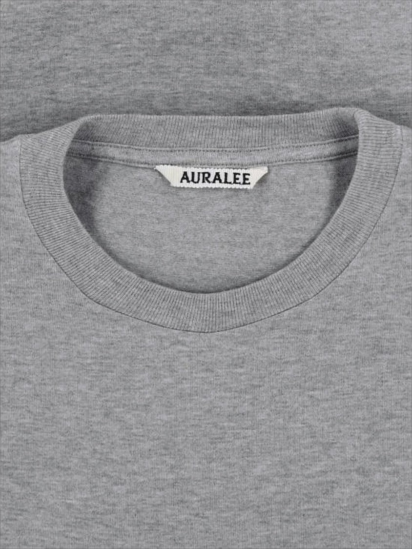 Auralee Soft Heathered Grey Crew Neck T-Shirt