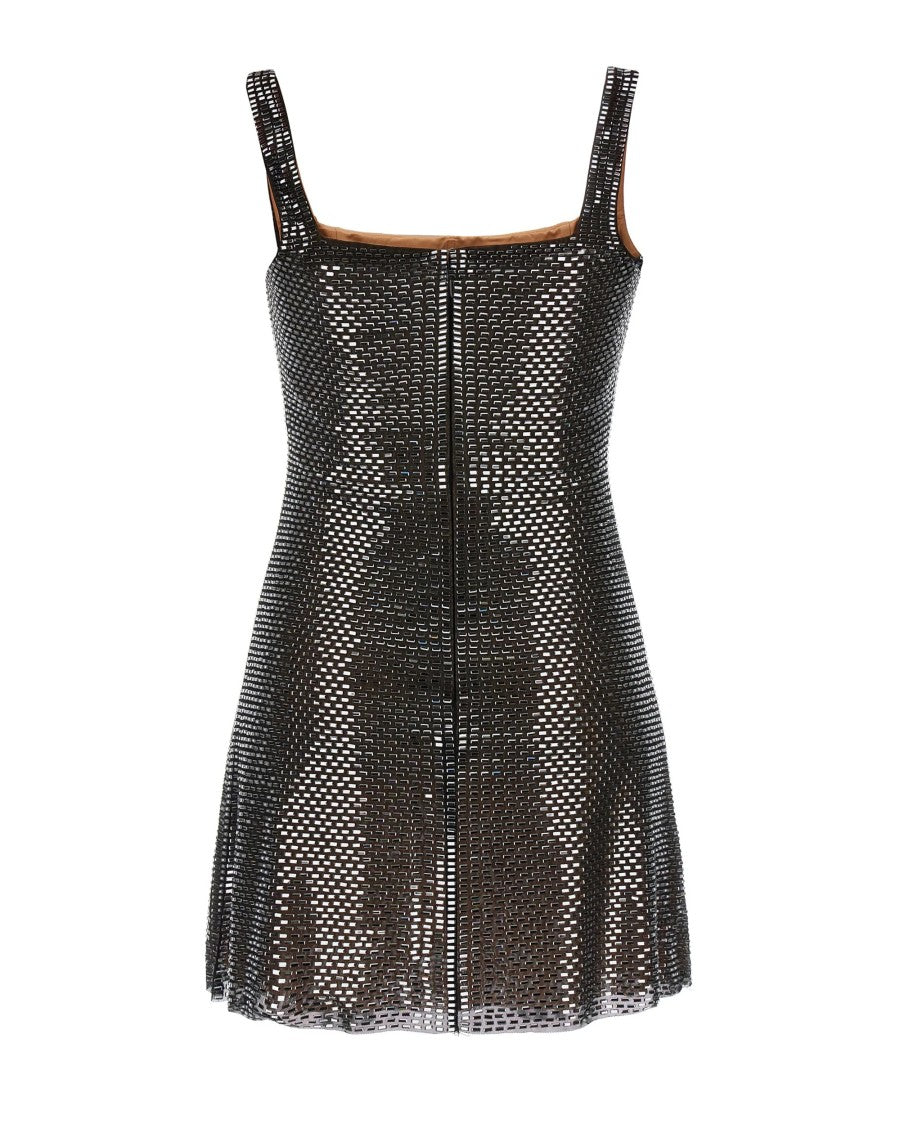Self-Portrait Mesh Mini Dress With Rhinestone Embellishments