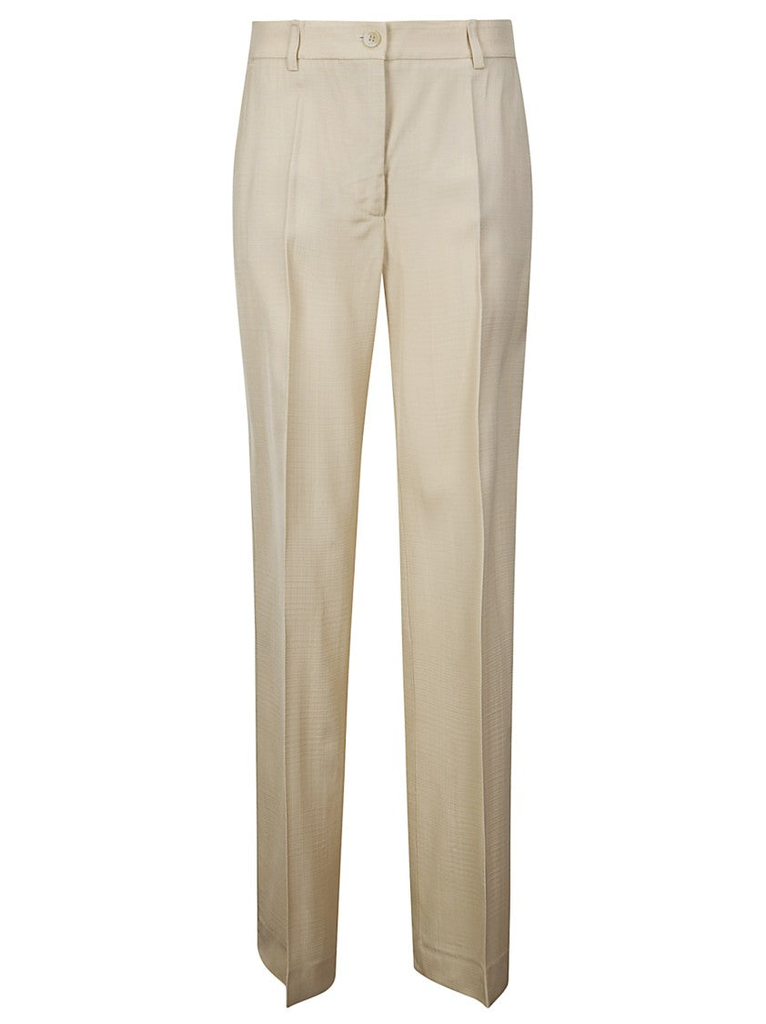 P.A.R.O.S.H. Linen-Effect Straight-Leg Trousers With Front Pleats