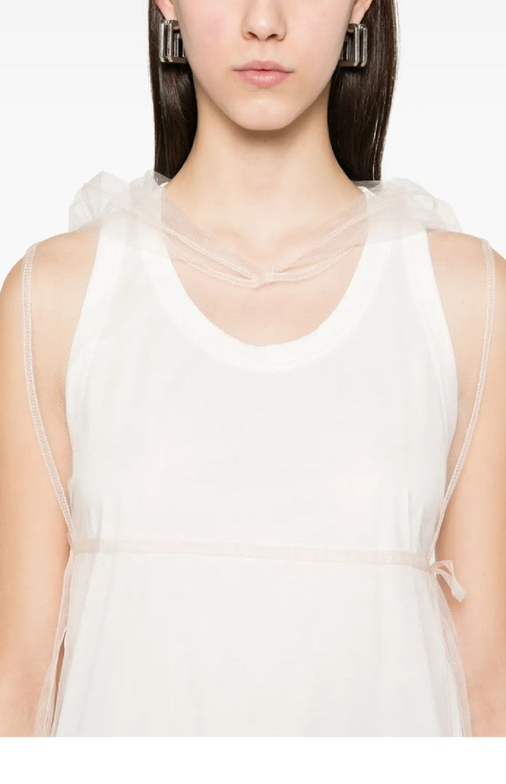 Fabiana Filippi Layered Jersey Top With Sheer Overlay