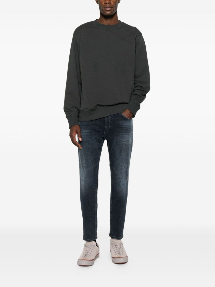 Dondup Blue Brighton Distressed Slim Cropped Straight-Leg Jeans