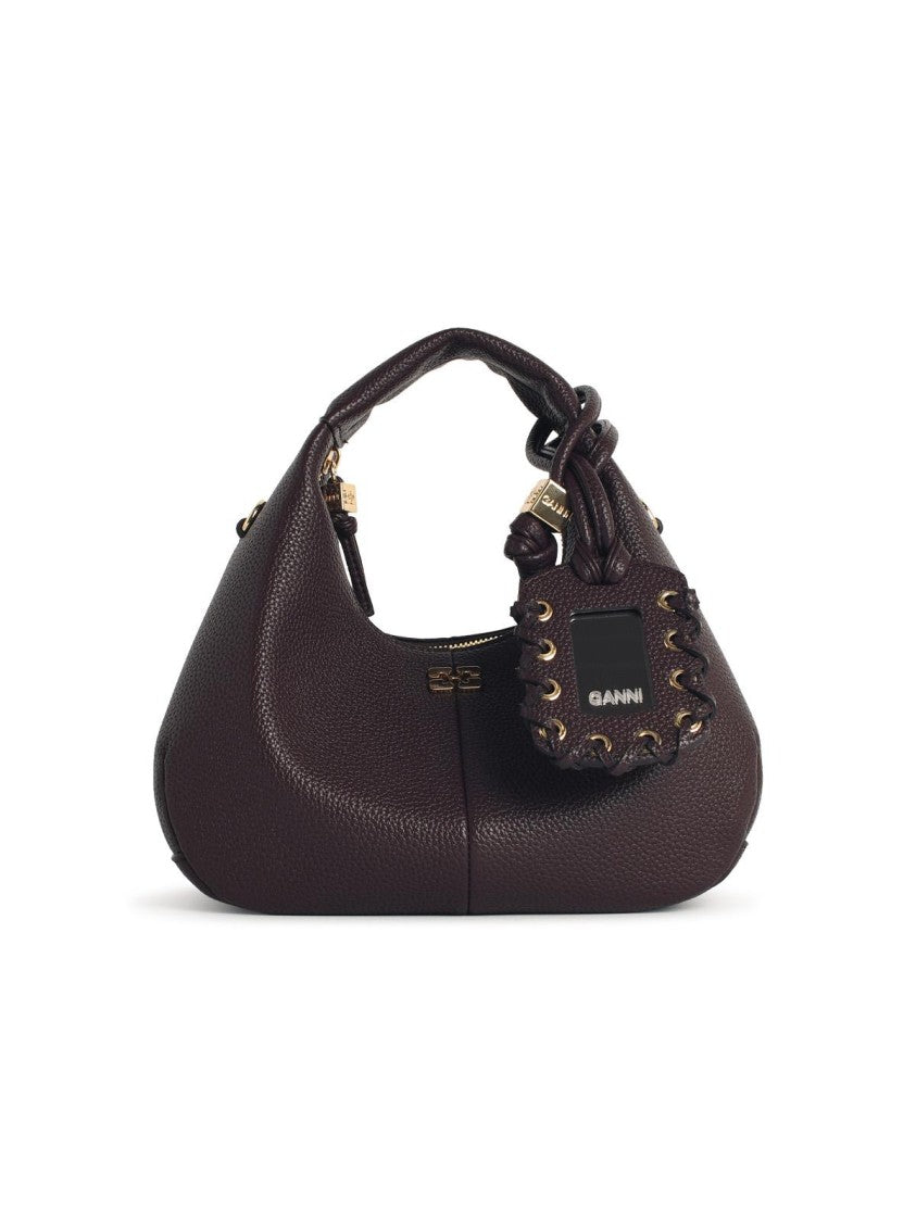 Ganni Brown Eco Leather Mini Hobo Bag