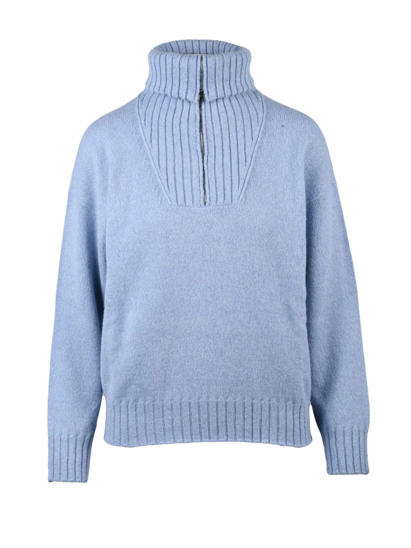Peserico Easy Lamé Knit Turtleneck Sweater With Front Zip And Ribbed Details