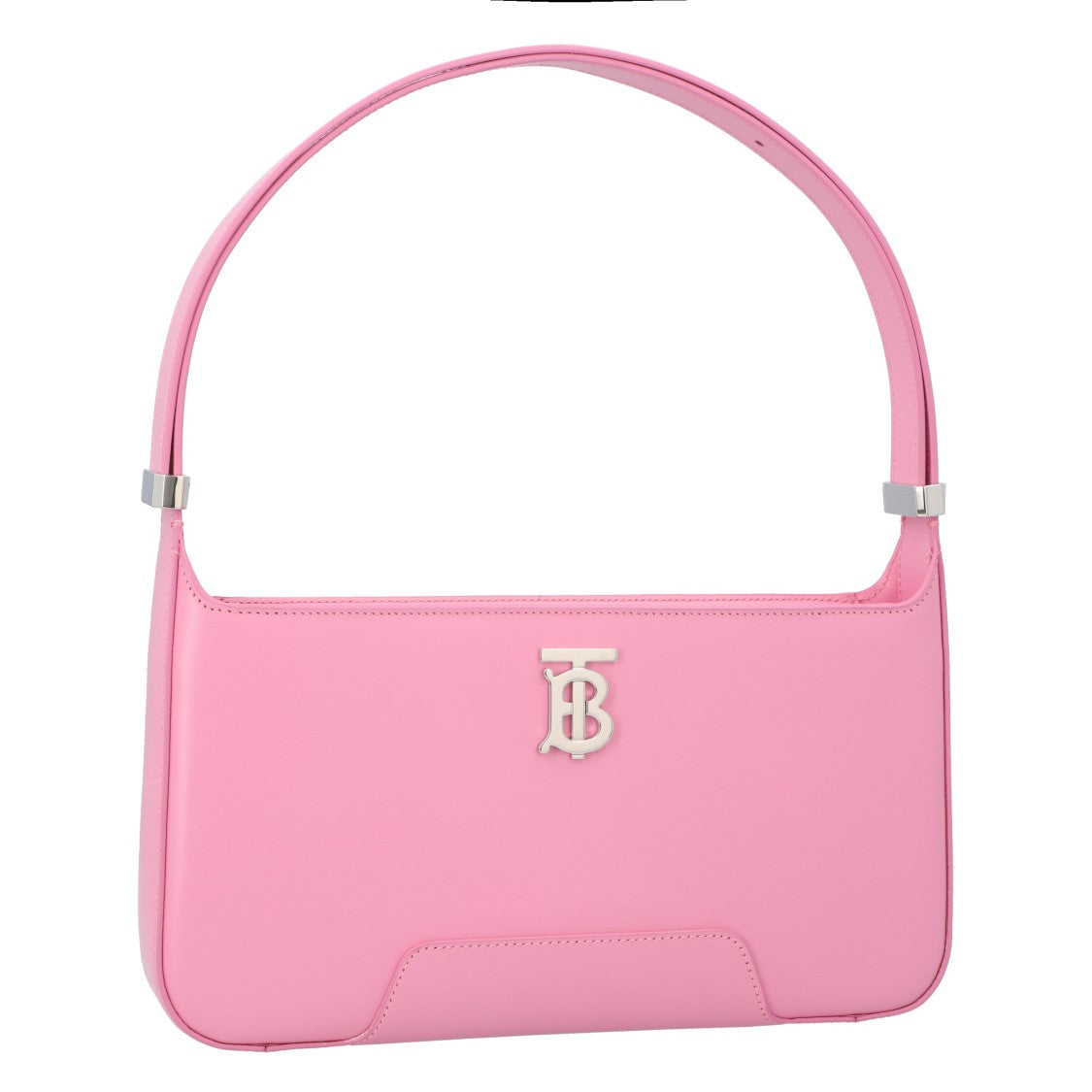 Burberry Compact Pink Calfskin Shoulder Bag With Prominent Logo
