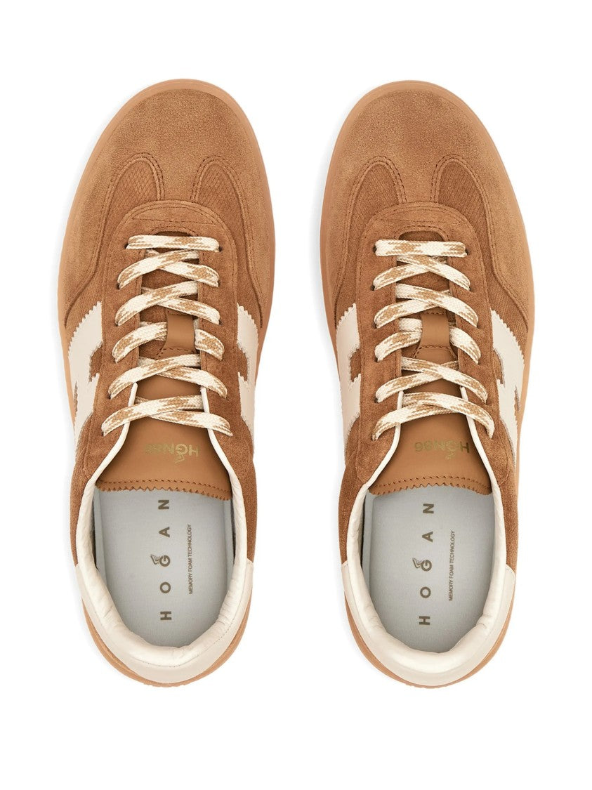 Hogan Brown Low-Top Suede Leather Logo Sneakers