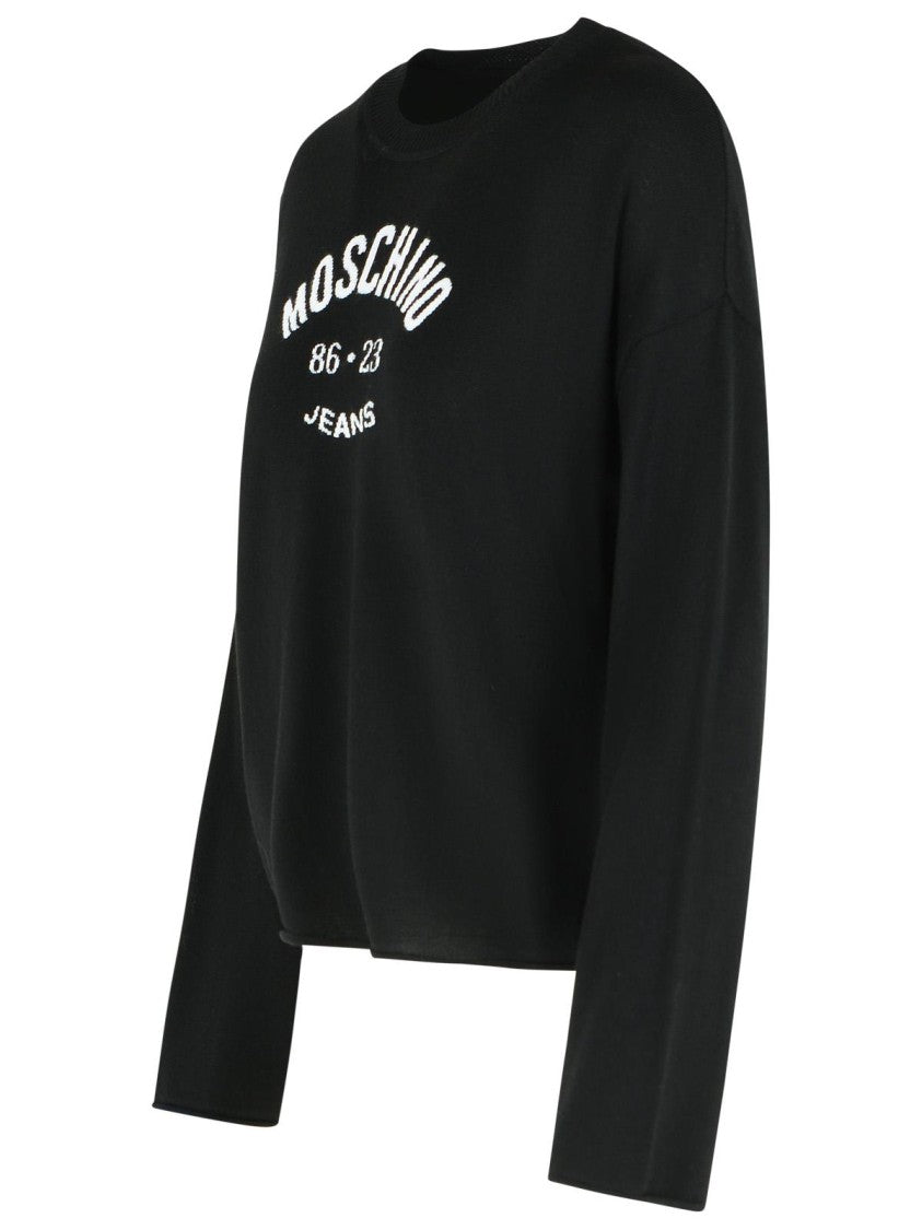 Moschino Jeans Black Virgin Wool Sweater