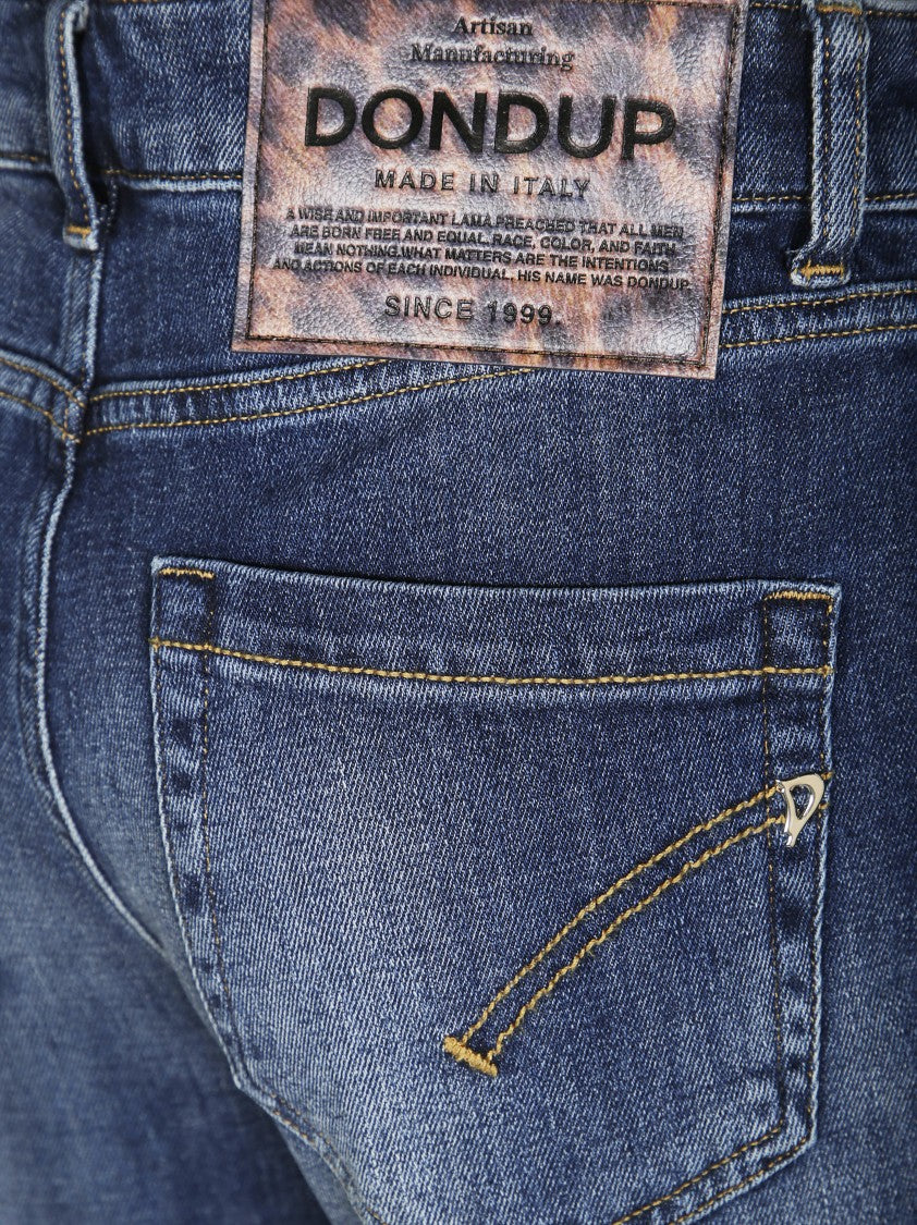 Dondup Cropped Blue Jeans With Five-Button Closure