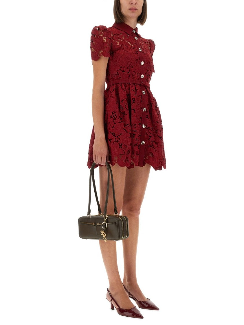 Self-Portrait Lace Mini Dress With Collar