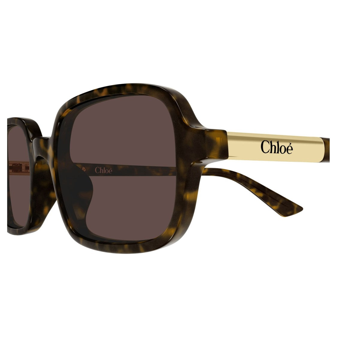 Chloé Rectangular Tortoiseshell Sunglasses With Gold Accents