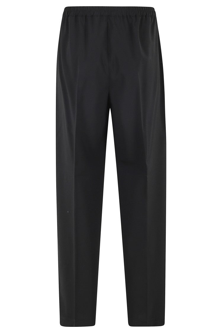 Seventy Black Wool Elastic-Waistband Wool Straight-Leg Pants