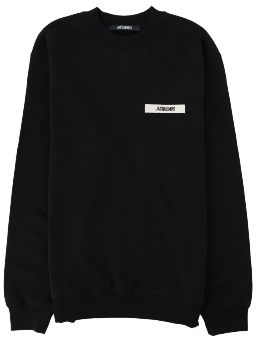 Jacquemus Black Minimalist Logo Patch Cotton Sweatshirt