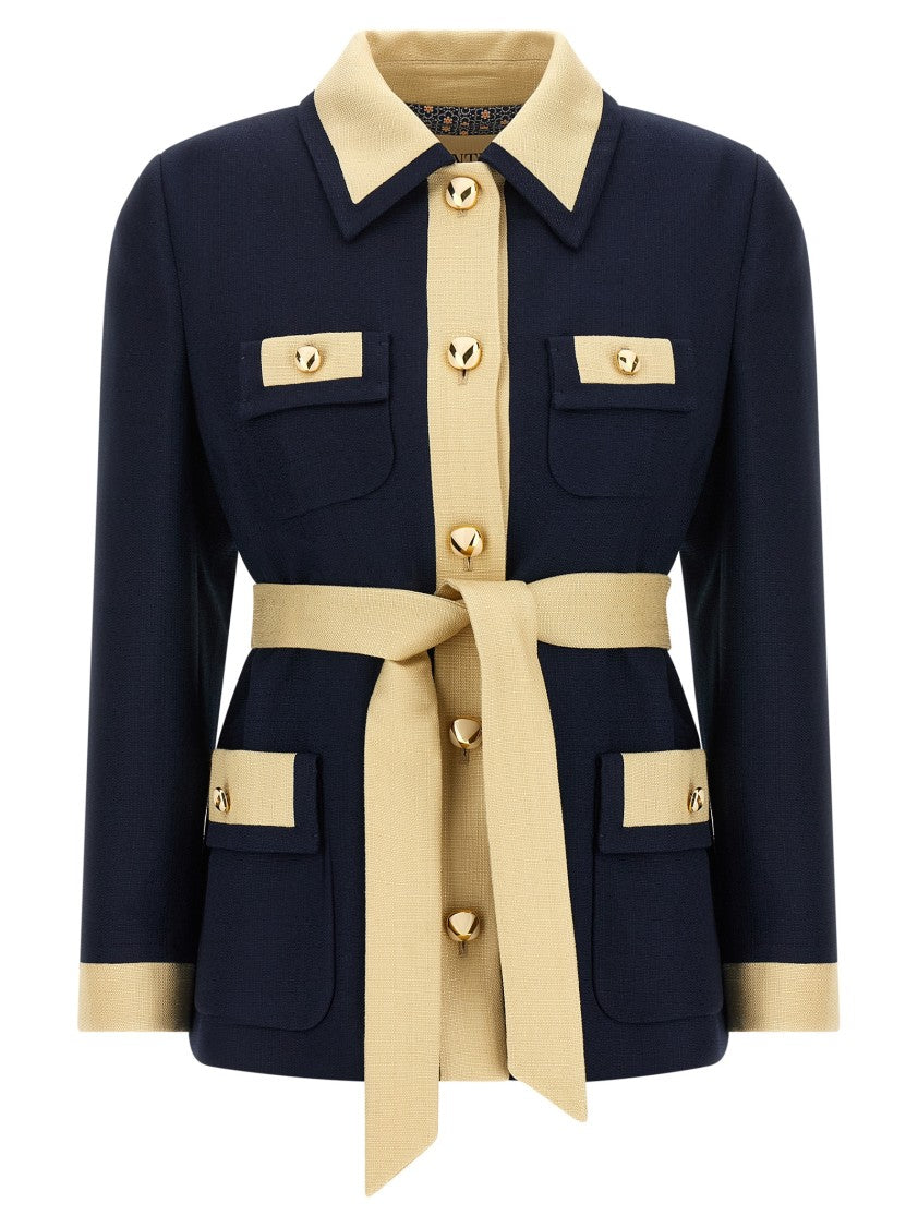 Valentino Garavani Belted Caban With Vlogo And Adjustable Waist