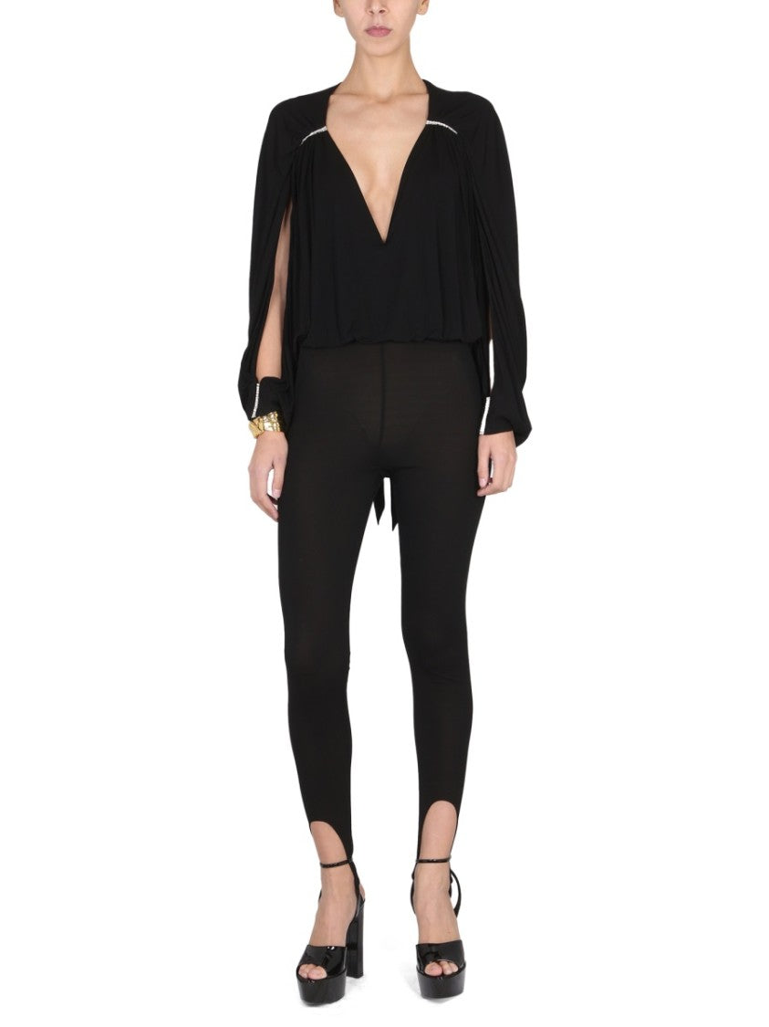 Saint Laurent Draped Sleeve Jumpsuit