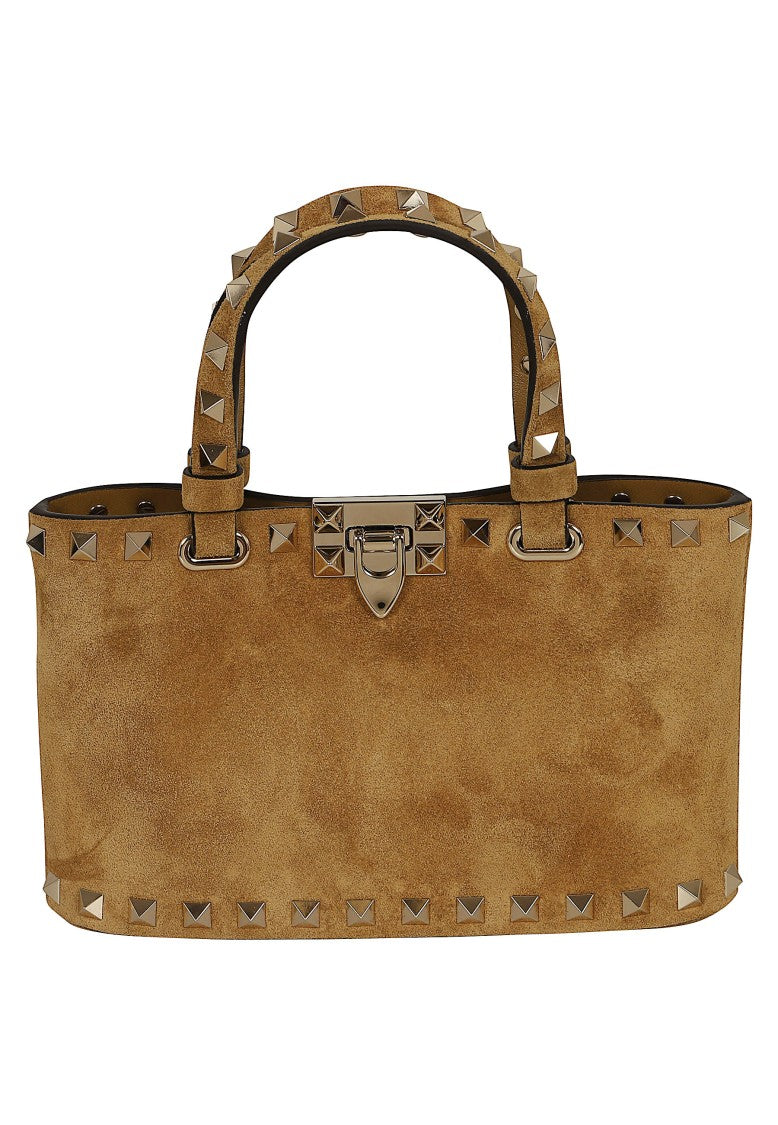 Valentino Garavani Rockstud Mini Suede Platinum Studded Tote Bag