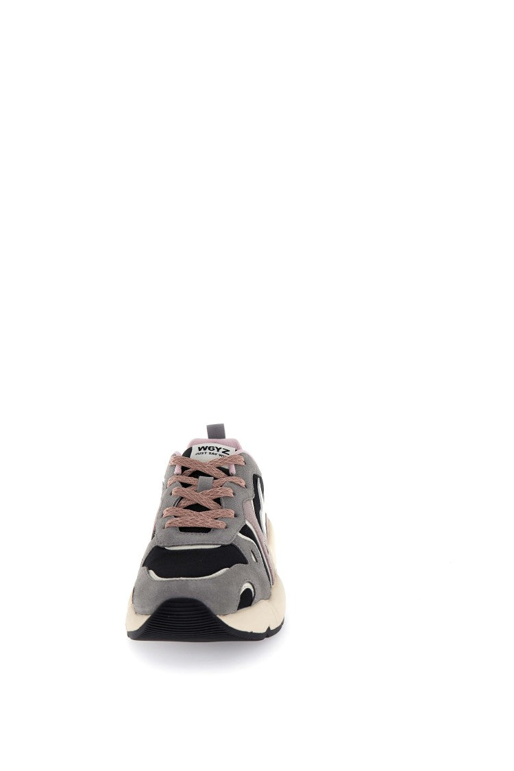 W6yz Brogue-Styled Grey Sneakers With Suede