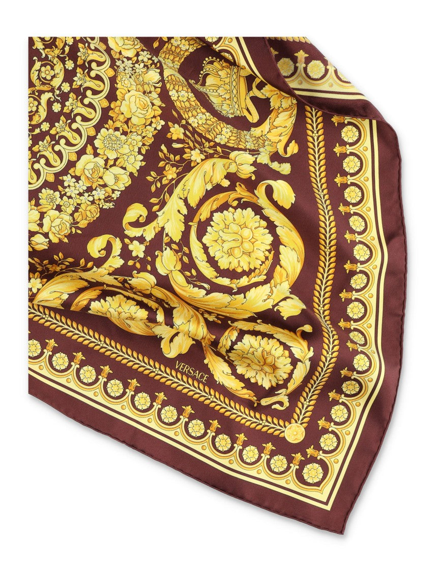 Versace Large Silk Twill Scarf With Barocco Print
