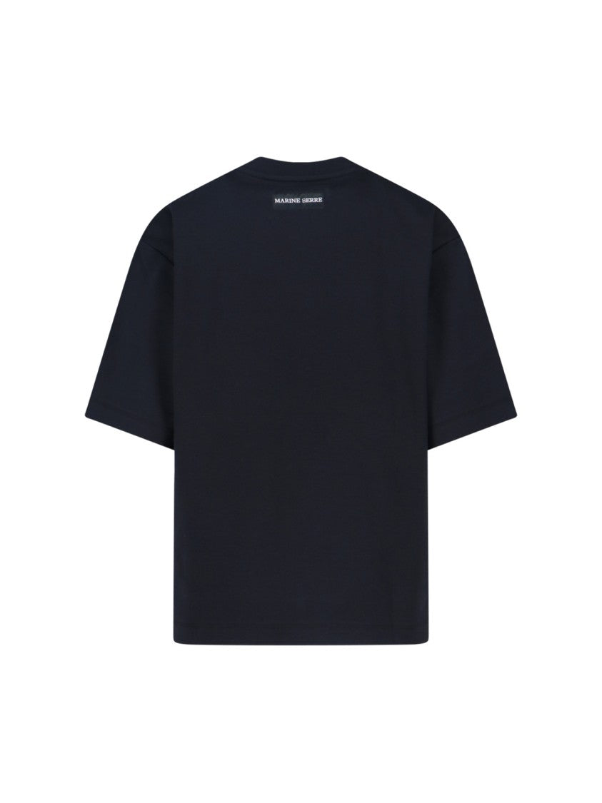 Marine Serre Classic Black T-Shirts And Polos With Minimalist Design