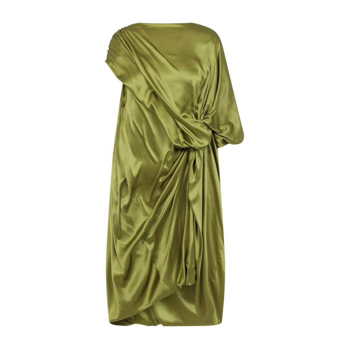 Dries Van Noten Knot Waist Draped Silk Dress