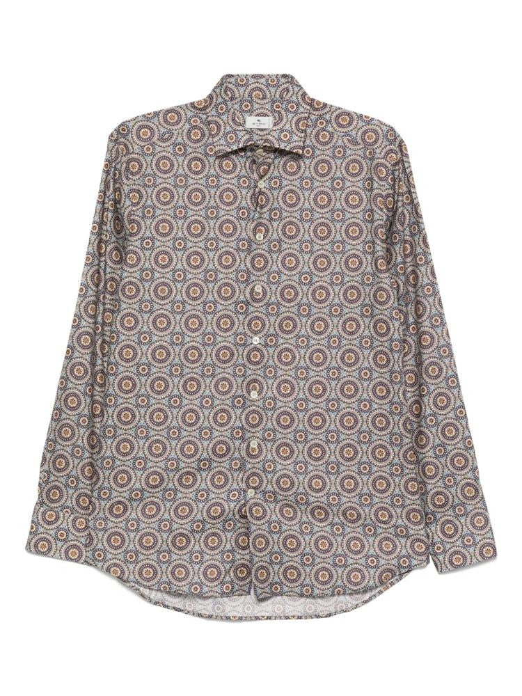 Etro Multicolour Roma Geometric Pattern Cotton Long-Sleeve Shirt