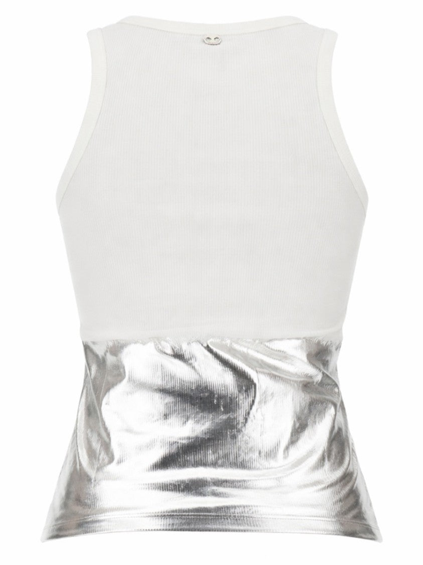 Rabanne Rabanne Ribbed Asymmetric Metallic Panel Tank Top