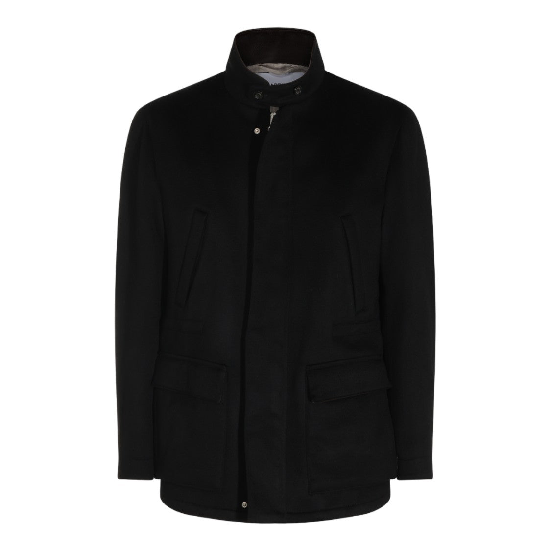Lardini High Collar Minimalist Coat With Concealed Closure